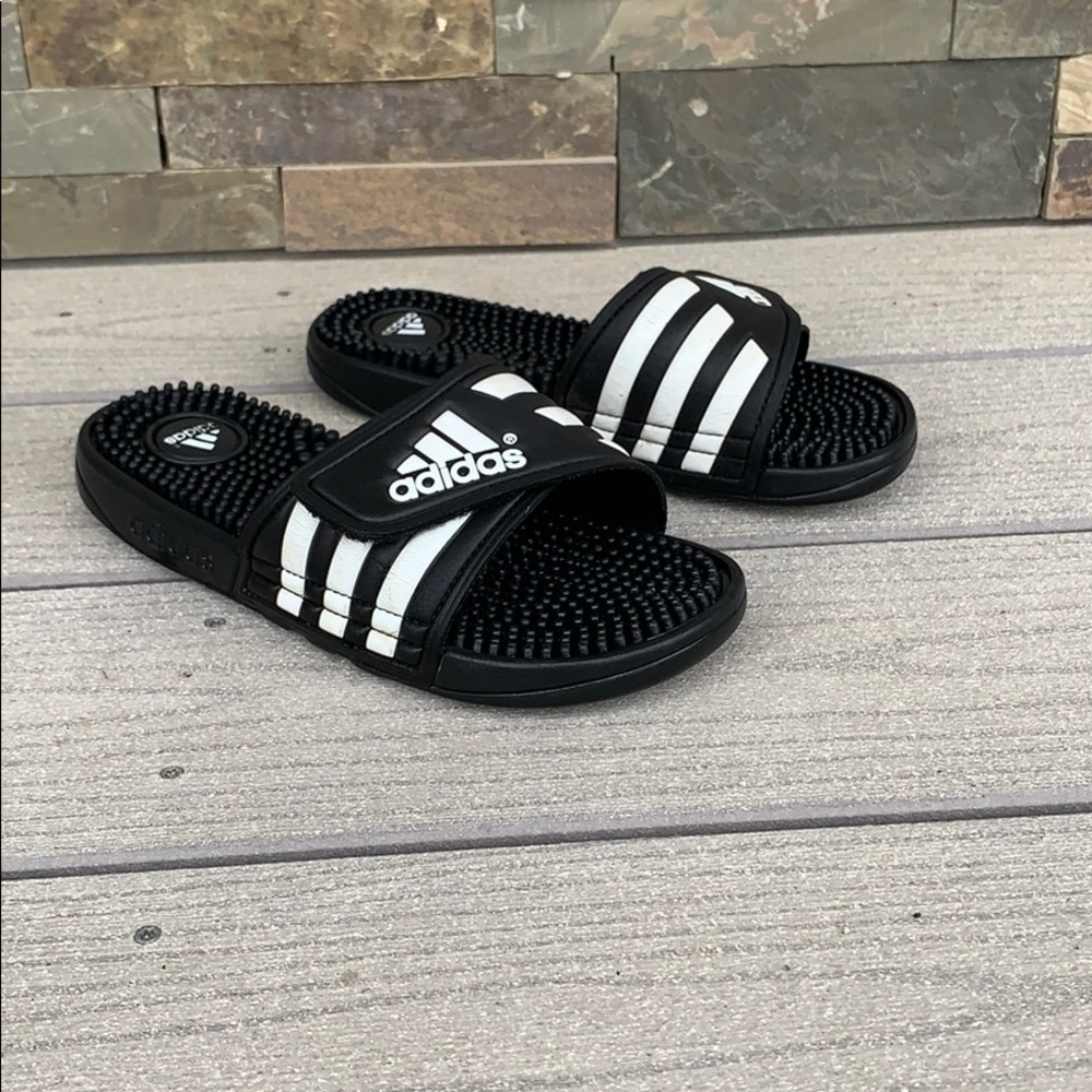 Black Velcro Adidas Slides!
